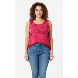 ADDITION ELLE Plus size 2X red and black flower pattern sleeveless tank Shirt